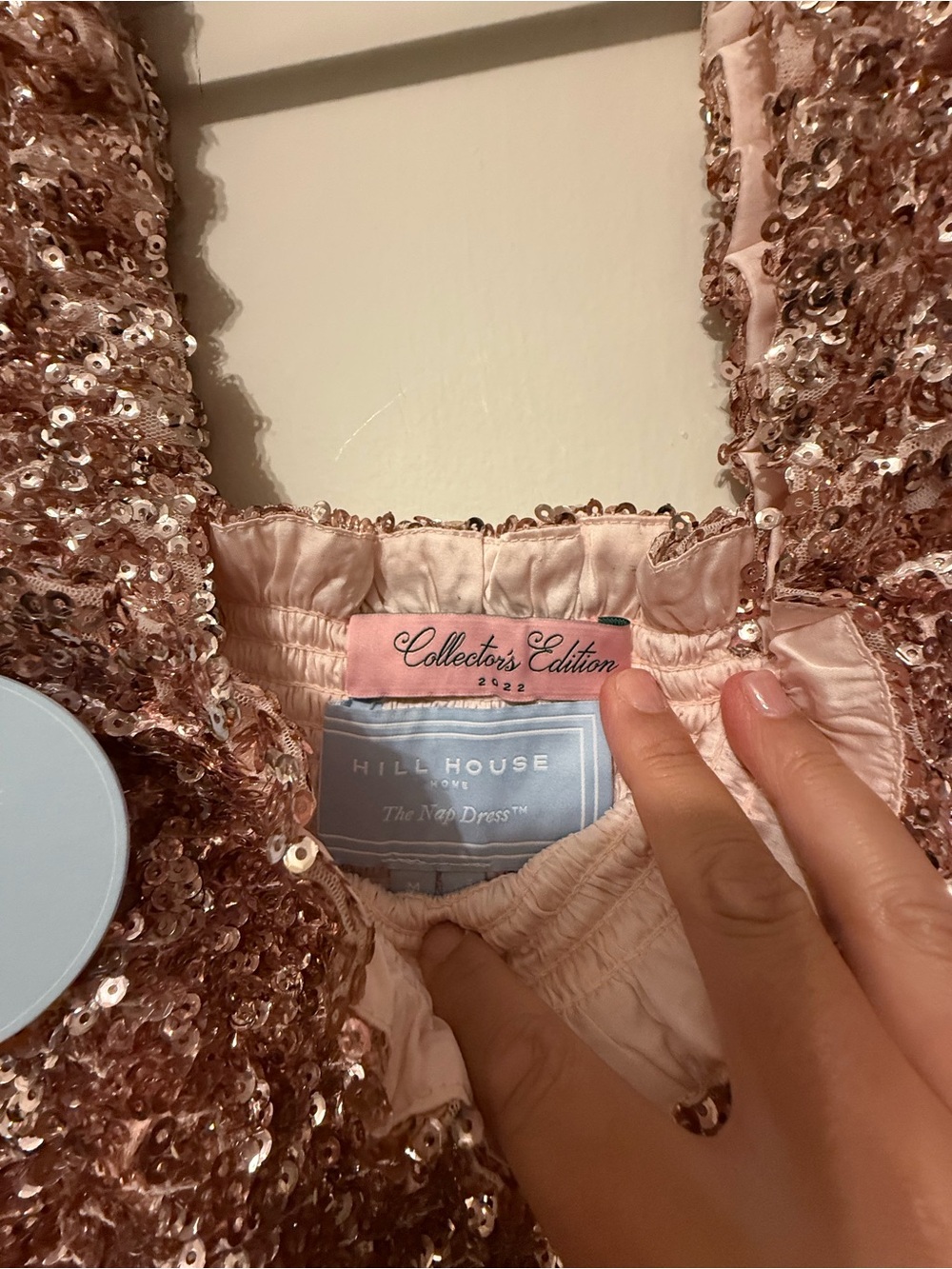 Hill House Sequin Smocked Midi Dress - Blush - Picture 4 of 8